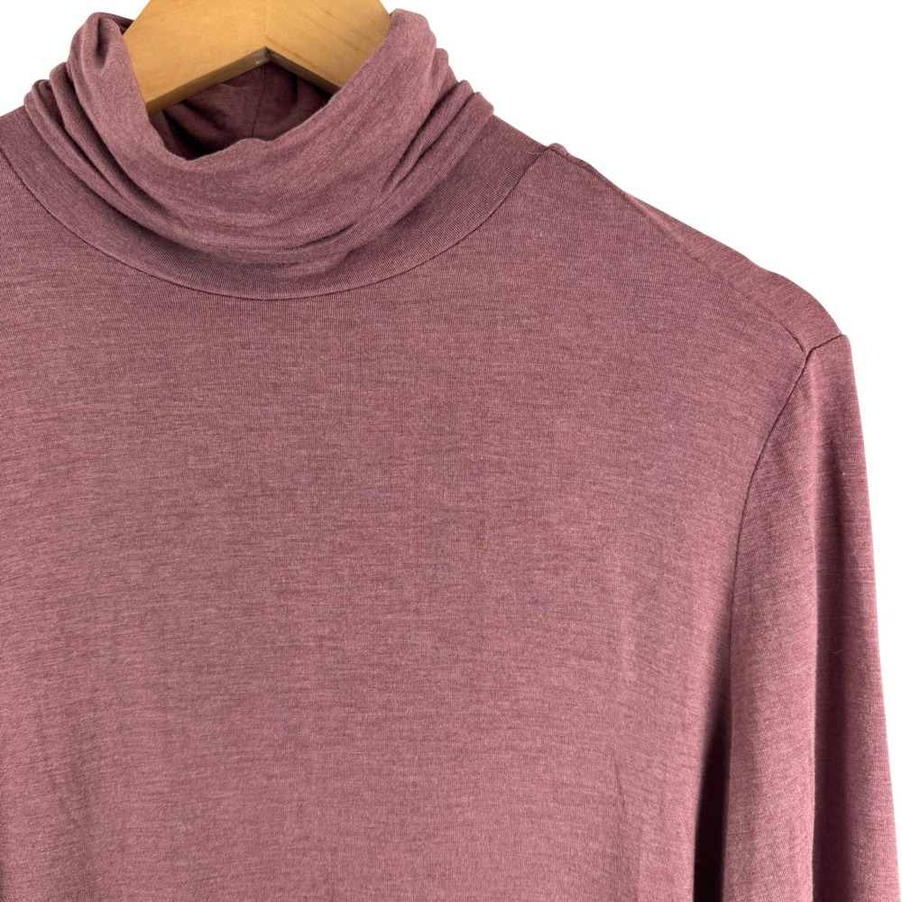 prAna Turtleneck‎ Top Women Large Mauve Long Sleeve Modal W23180527 Relaxed Fit